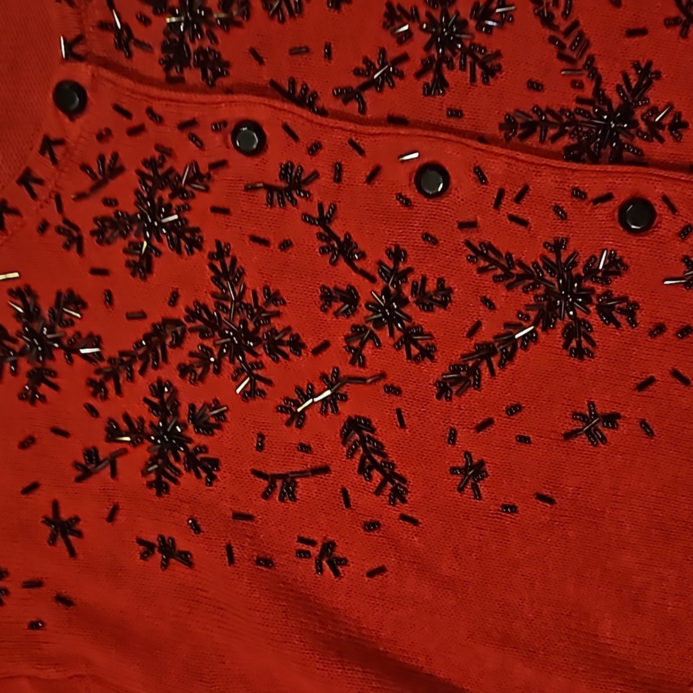 Kathy Lee Collection Beaded Red Sweater Size Large - image 6